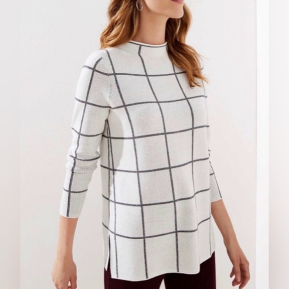 LOFT Sweaters - LOFT Windowpane sweater | Size Medium | cream & black